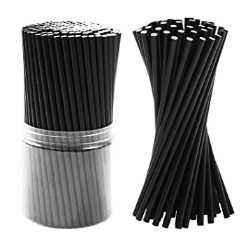 Lot de 1 000 pailles courtes en plastique noir, 13 cm (3 mm de